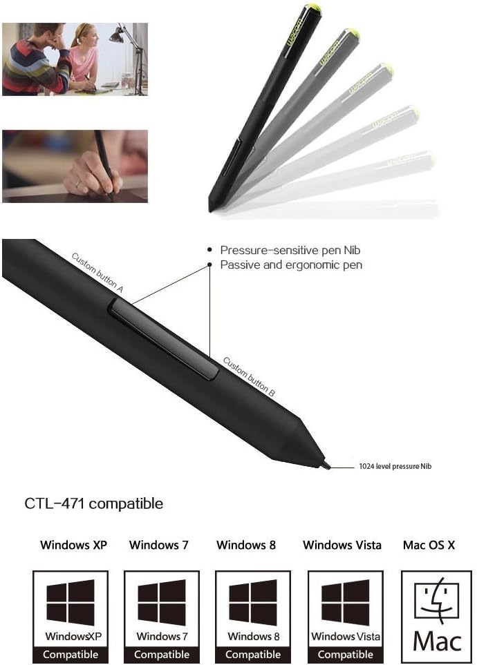 Нарийвчилсан view of the Wacom Bamboo Splash pen, highlighting custom buttons and pressure-sensitive nib