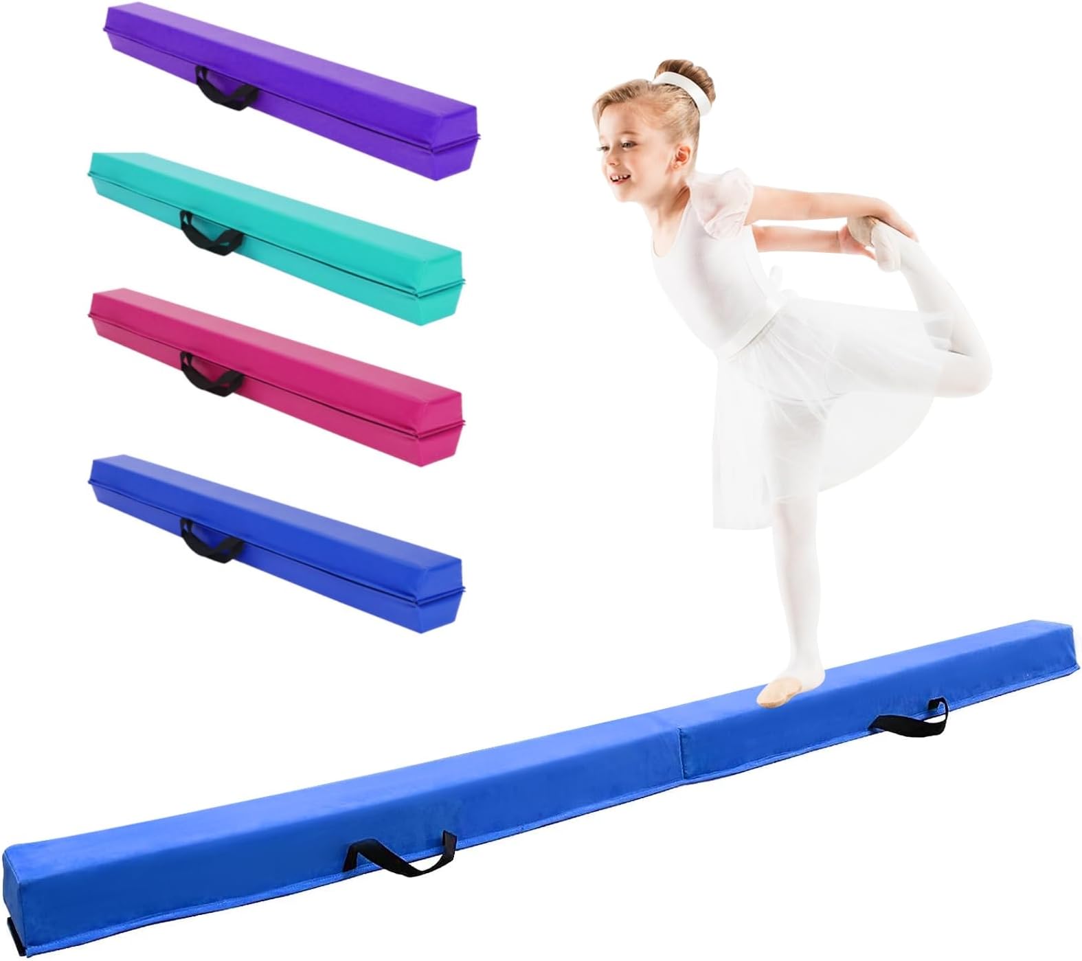 DAYONG 8ft Balance Beam, Folding Gymnastics Floor Beam with Handbag, Anti-skid Base, Family Gymnastics Balance Beam, Gymnastics Training Equipment for Children and Beginners.