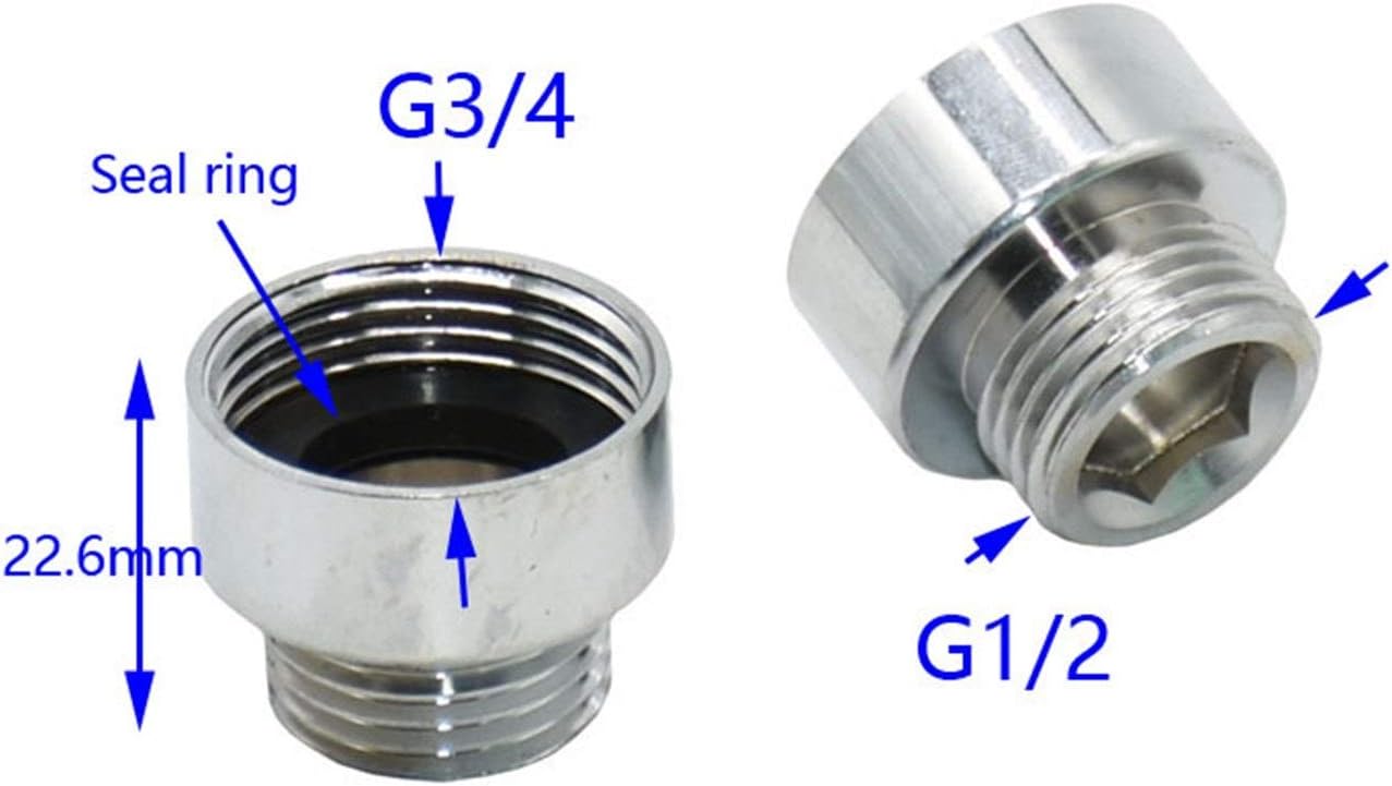 Threaded Connector，Nipple Fitting, Straight Connector，Thread Brass Bushing Reducing Connector，Hose Repair Connector Extender Silver 1/2" Male to 3/4" Female Brass Threaded Joint Hose Repair Garden Fau