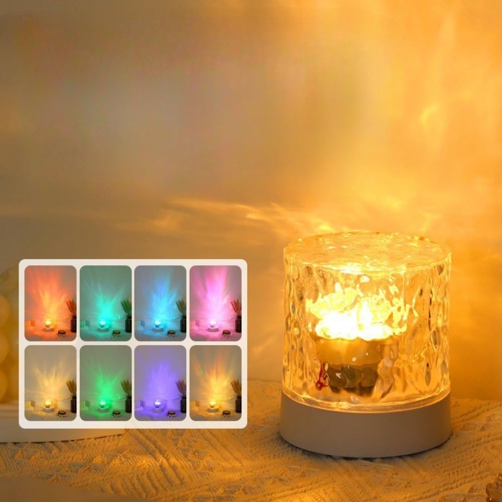 EBILUN USB Water Ripple Lamp,16 Colors Northern Lights Aurora Projector Light Touch & Remote Control,Romantic Atmosphere Ocean Light Projector for Photography, Party, Room Holiday Presents, (1pc)
