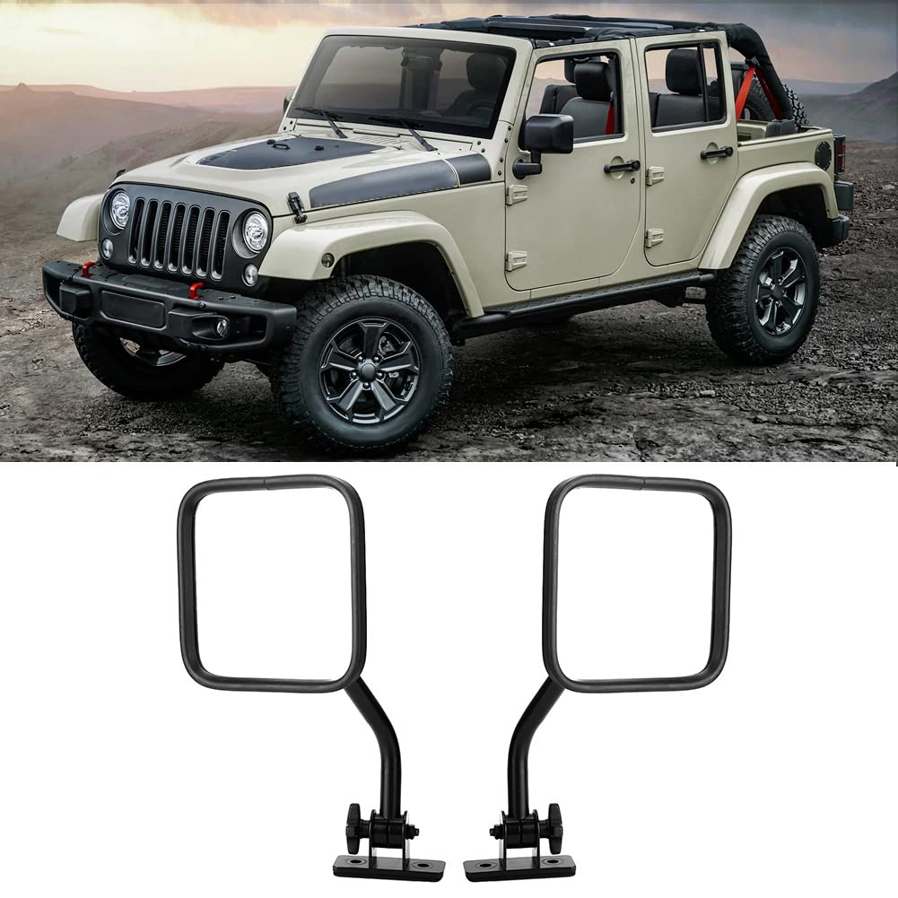 Specchietto Retrovisore Specchio Quadrato Resistente Agli Urti per JK 2007-2017, Specchietti Retrovisori Riflettenti Resistenti Alla Corrosione, Accessorio per Auto per Tutte le Condizioni