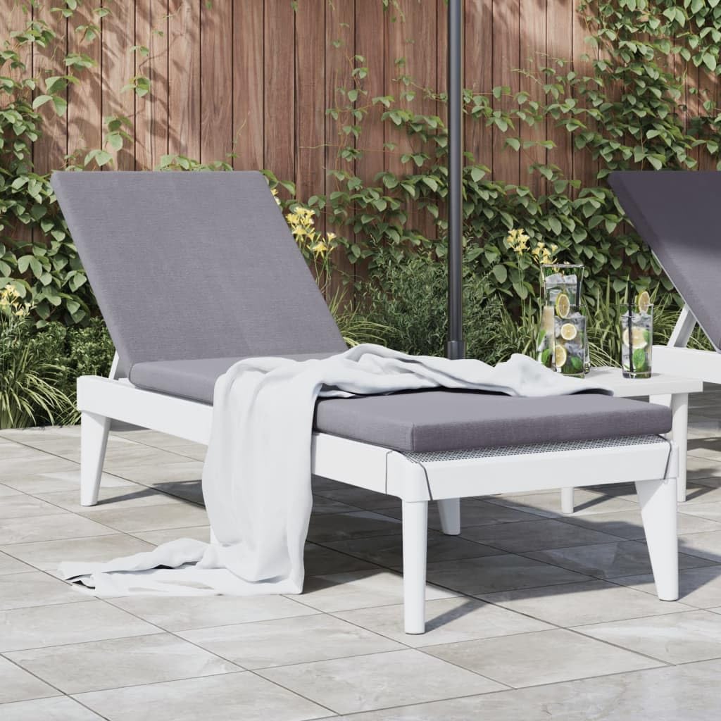 Chaise Longue Blanc en polypropylène 186x60x29 cm avec Dossier réglable et accoudoirs, transat Pliable pour Jardin terrasse Balcon Piscine