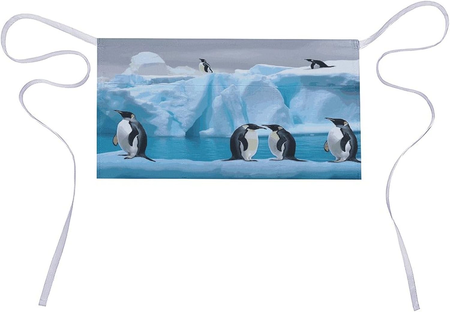Penguins On The Iceberg Apron Waterproof Chef Works Half Bistro Server Apron Adjustable Waist Half Apron With Pockets for Men Women Soft Cooking Apron
