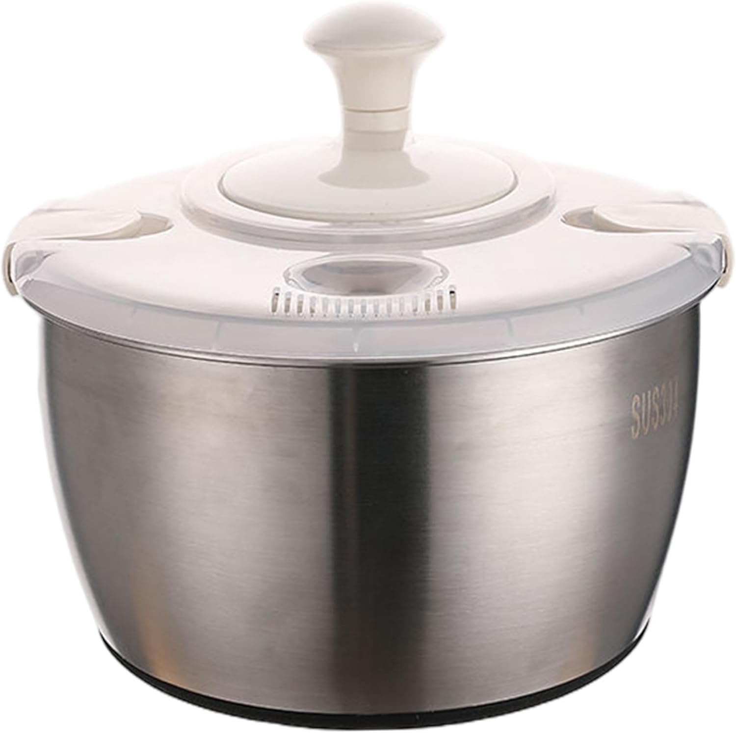 Salad Spinner 5L Dual Layer Stainless Steel & PP Lettuce Spinner with Lid & Rotating Handle Multi-Purpose Quick Dry Fruit and Vegetable Wash for Kitchen