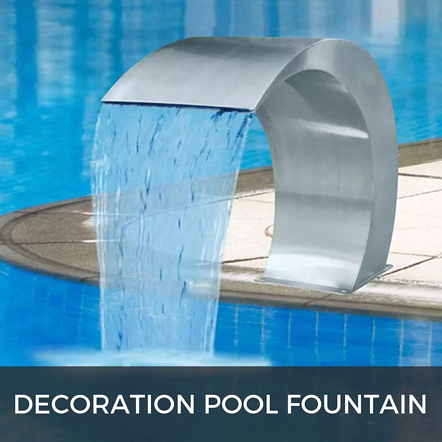 Wimming Pool Fountain Stainless Steel Pool Waterfall Fountain, for In Ground Pools Garden Outdoor Waterfalls Pool Gift