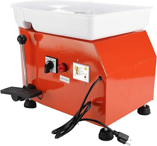 Miniatura 6 de YaeKoo Máquina eléctrica de rueda de cerámica de 9.8 in y 350 W, máquina formadora de trabajo de cerámica con palanca ajustable, pedal de pie