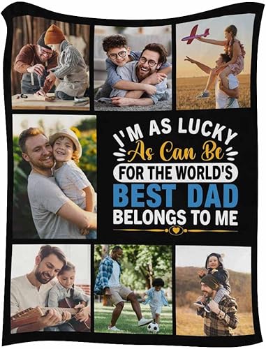 Miniatura 5 de Regalos para papá, mantas personalizadas con fotos de The World's Best Dad Belong to Me, 7 fotos, colección de fotos personalizadas para papá,
