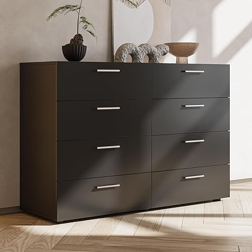 Miniatura 10 de Karl home Cómoda de 4 cajones para dormitorio, cajoneras pequeñas, mesita de noche moderna, cómoda blanca con 4 cajones de almacenamiento, Blanco 4