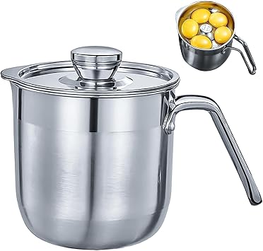 Stainless Steel Egg Separator, Yolk White Separator Tool Large Capacity Separator Cup with Lid and Handle for Multiple Eggs for Cake Cream Making