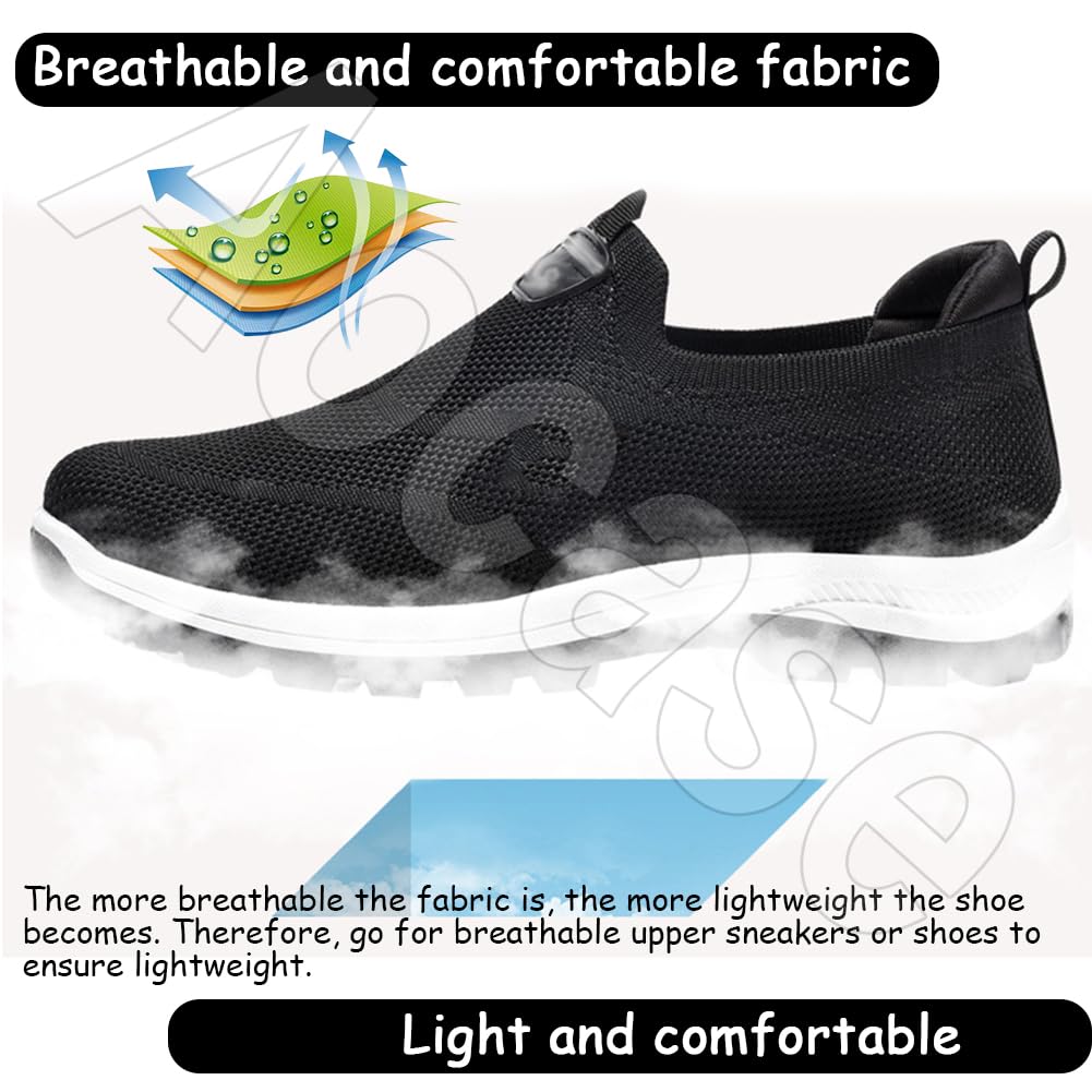 Chaussure pour Diabetique Pantoufle Orthopédique Homme Chaussures de randonnée à Enfiler pour Homme sans Lacets Baskets de randonnée en Plein air,Noir,43/265mm