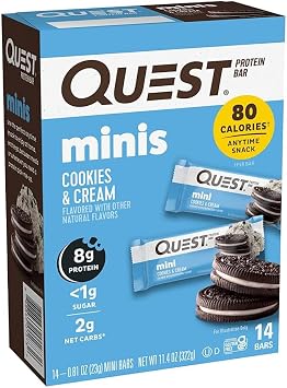 Quest Nutrition Mini Cookies & Cream Protein Bars, High Protein, Low Carb, Keto Friendly, 14 Count & Birthday Cake Protein Bars, High Protein, Low Carb, Gluten Free, Keto Friendly, 12 Count