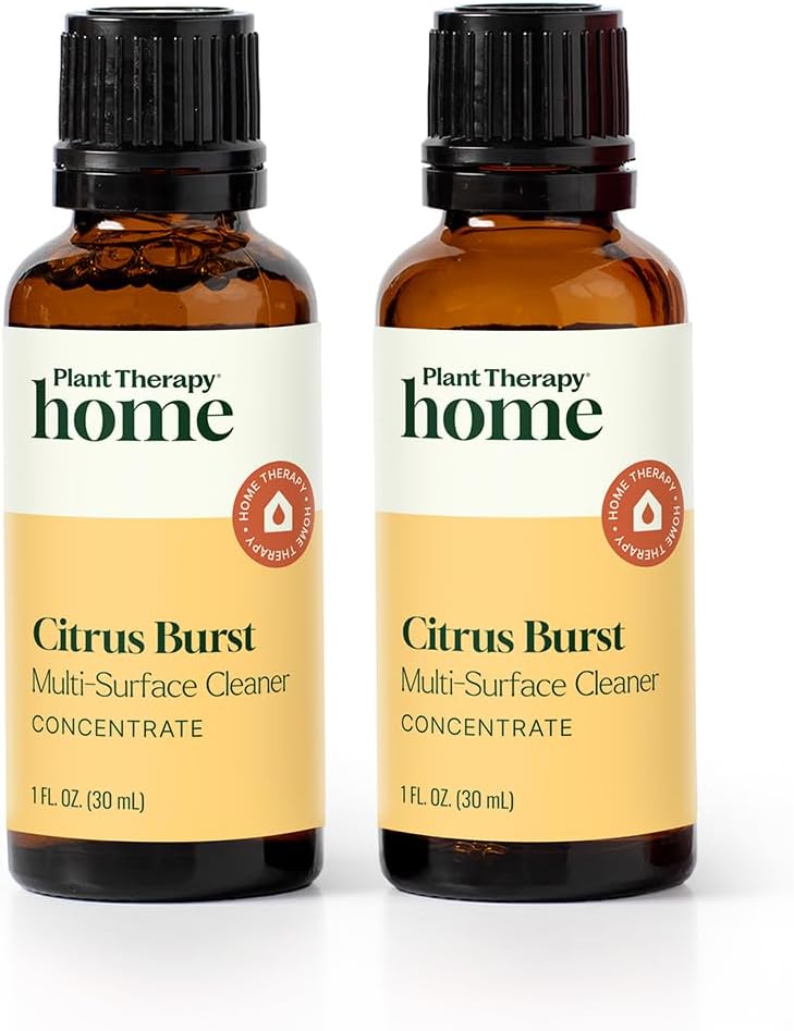 Plant Therapy Home Citrus Burst Blend All Natural Multi-Surface Cleaner Concentrate, Use to Clean Countertops, Stovetops, Tile, Microwave, 30 mL (2-Pack)