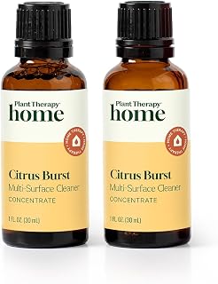 Plant Therapy Home Citrus Burst Blend All Natural Multi-Surface Cleaner Concentrate, Use to Clean Countertops, Stovetops, Tile, Microwave, 30 mL (2-Pack)
