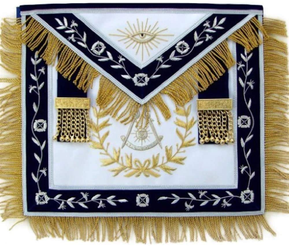Tablier maçonnique bleu ajustement parfait couronne or brodée