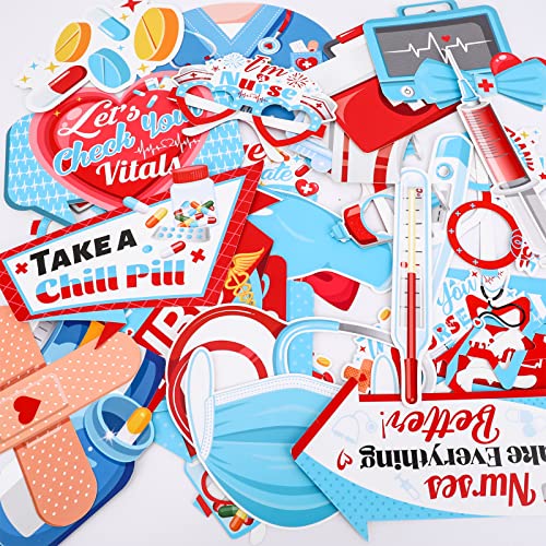 Qpout 32Pcs Nurse Appreciation Week Party Photo Booth Props Novelty Thank You Nurses Selfie Props 2023 Medical Party Decorations Nursing Party Decor Nurse School Graduation Party Supplies #TOP4