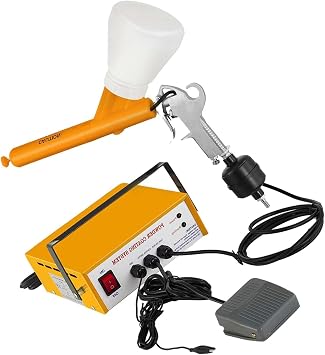 Powder Coating Gun, 30-50 KV Electrostatic Output Powder Coating Kit with Foot Switch, Spray Gun, Nozzles and Powder Cups, Powder Coating Equipment for Home DIY and Commercial Production