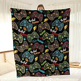 Wesan Gamer Game Controller Blanket Kids Boys Colorful Gaming Gamepad Gifts for Teen Teenage Halloween Birthday Christmas Bedroom Decor Soft Cozy Colorful Throw Black 50'x60'