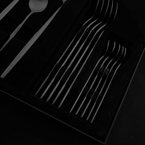 Miniatura 5 de JASHII Juego de cubiertos de regalo, juego de cubiertos de acero inoxidable de 24 piezas, utensilios de cocina, cuchillo, tenedor, cuchara con caja