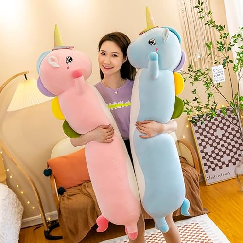 Miniatura 6 de Almohada de peluche de unicornio de 43.3 pulgadas, almohada larga y suave para el cuerpo, juguetes de unicornio grande, linda almohada grande para