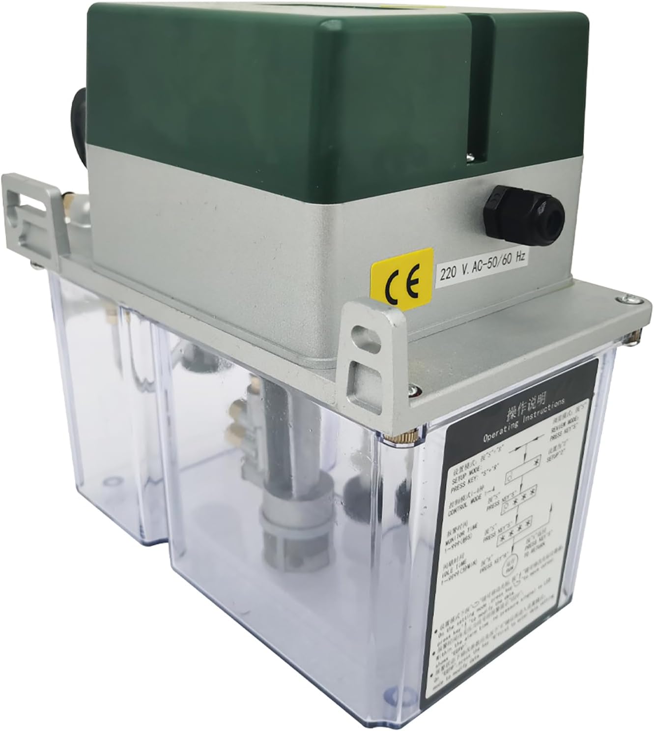 220V Automatic Lubricating Oil Pump 4L Electric Gear Lubrication Oiler with Pressure Gauge for Machine Tools, Textile Equipment Printing Machines