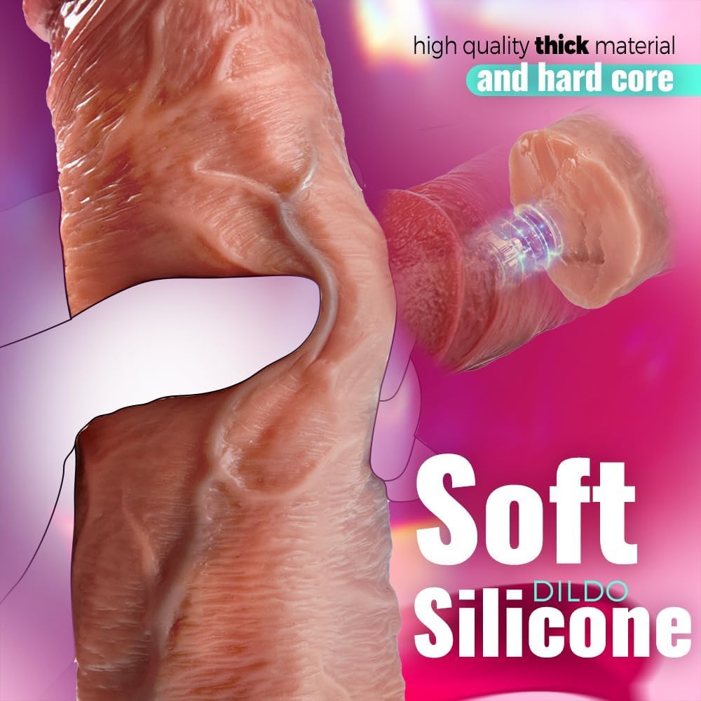 2025 New Adult Toy for Women Realistic Silicone Wand Thrusting Stimulation with Strong Suction Cup for Hands-Free Play Electric Adult Tools for Women Waterproof Pleasure Toys ZRC625 (Flesh6)