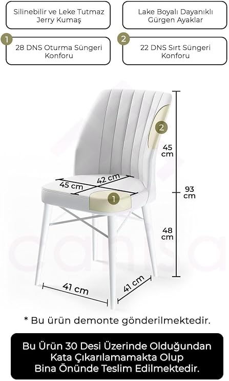 Concept Flex Serisi Kiremit Sandalye, Beyaz Gürgen Ayaklı, 6 Adet Set