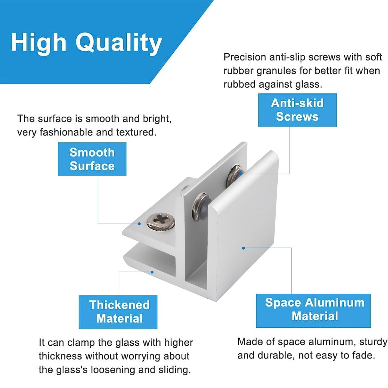 8-Pack H-Shape Glass Clamps - Silver Aluminum Clips For 7-9mm - View #11