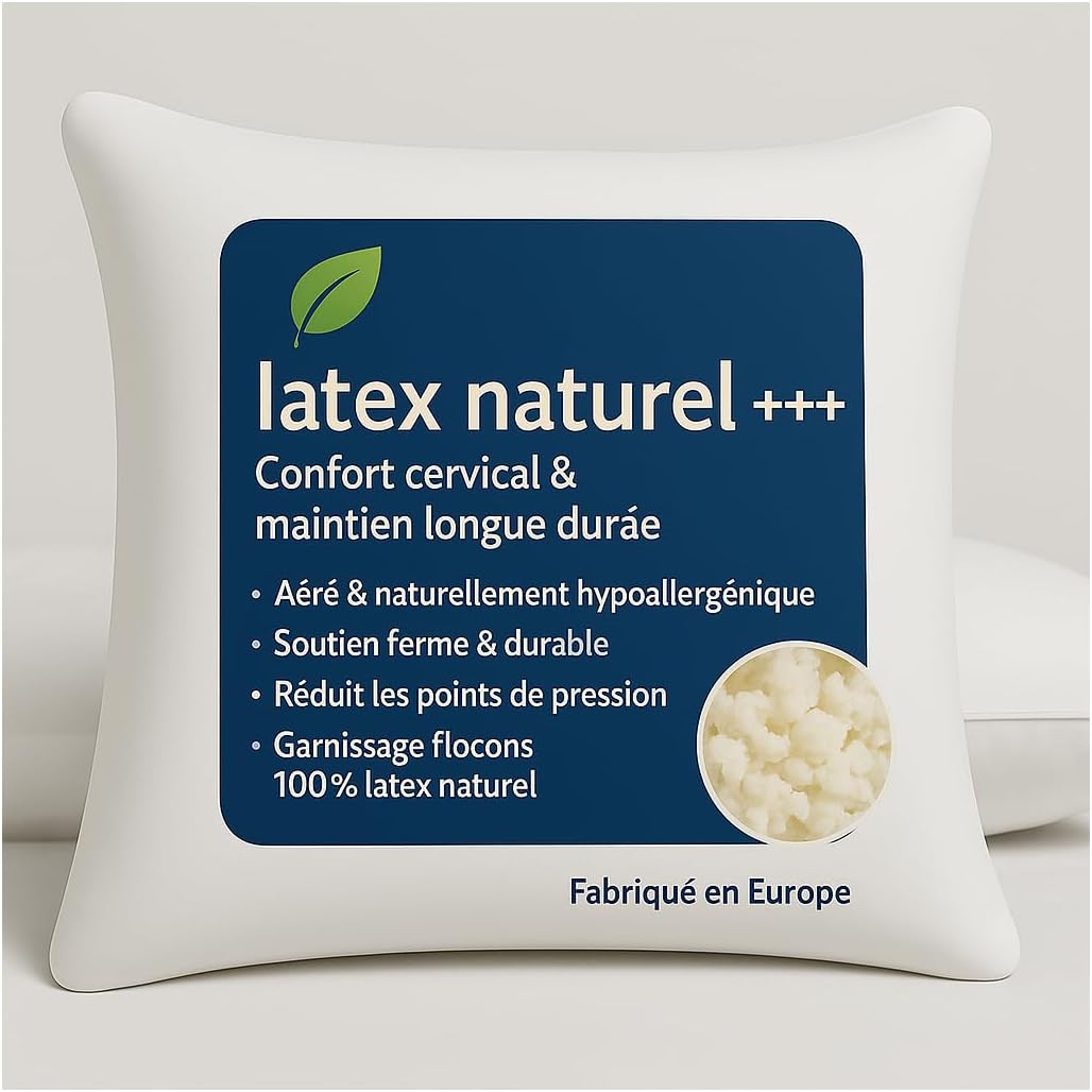 Lot de deux oreillers en latex naturel Sommiflex