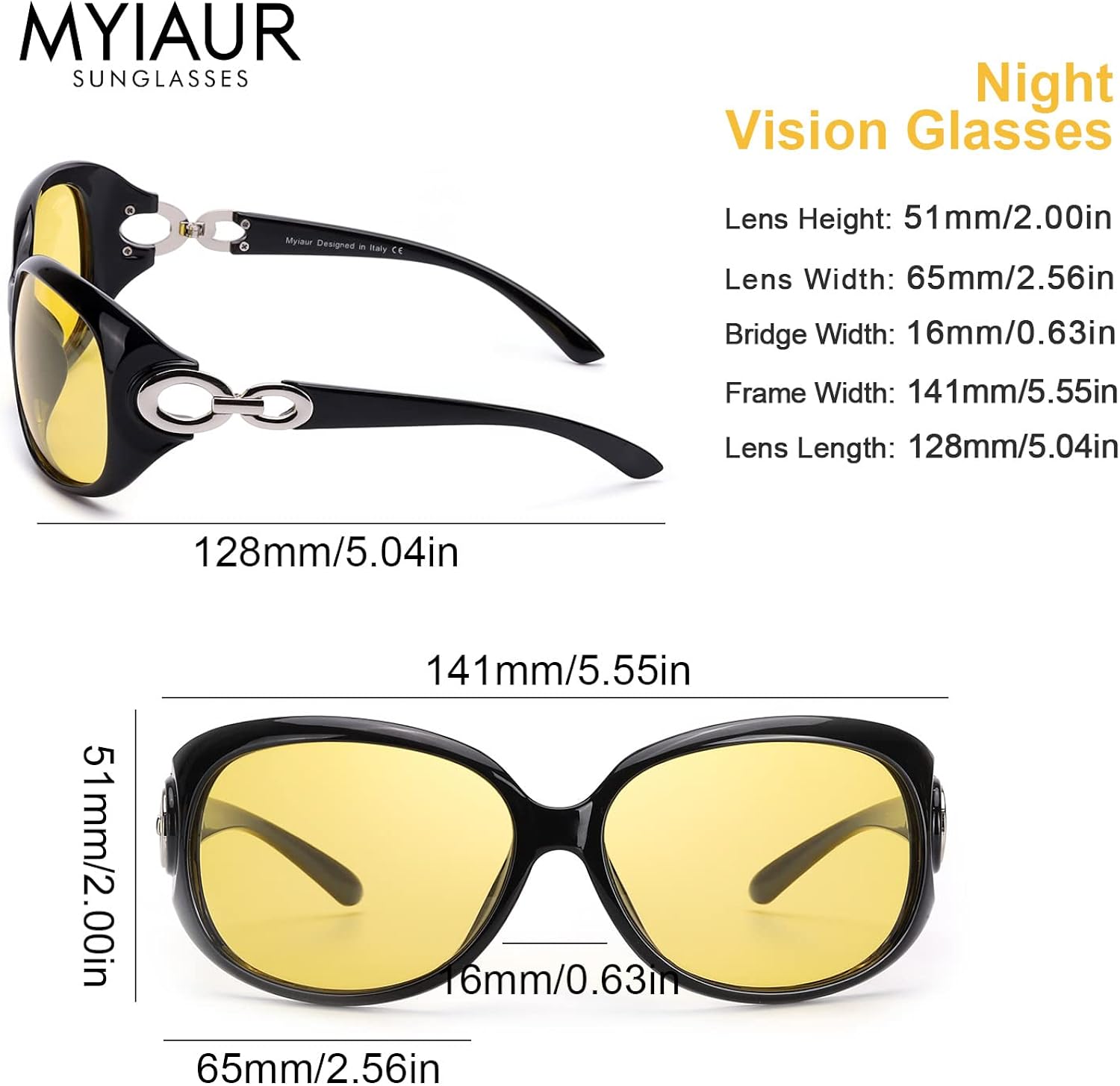 Miniatura 3 de Myiaur Gafas de visión nocturna gafas antirreflejos gafas de conducción nocturna para mujer gafas amarillas polarizadas para conducir