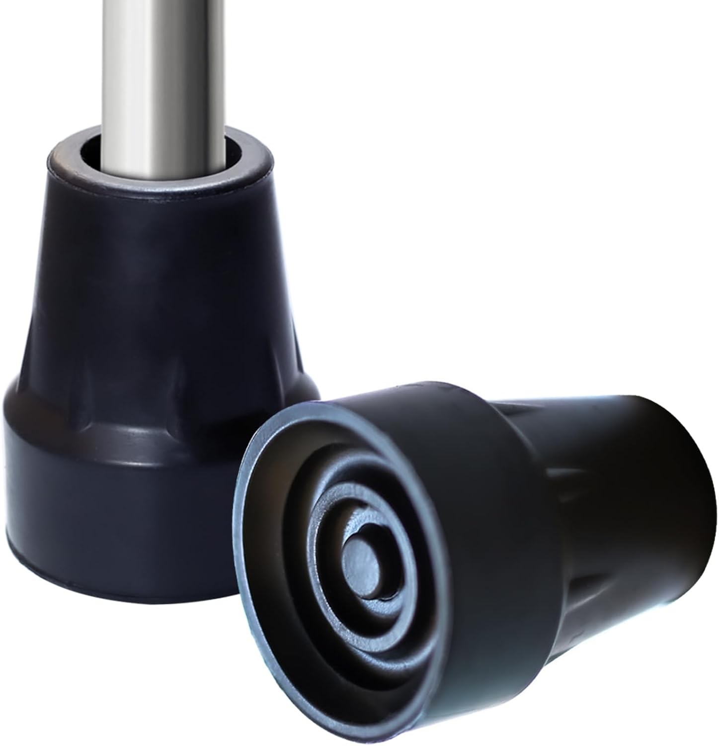 Puntas de muletas, paquete de 2 puntas de muletas antideslizantes de 78 pulgadas, puntas de muleta de goma de repuesto, color negro