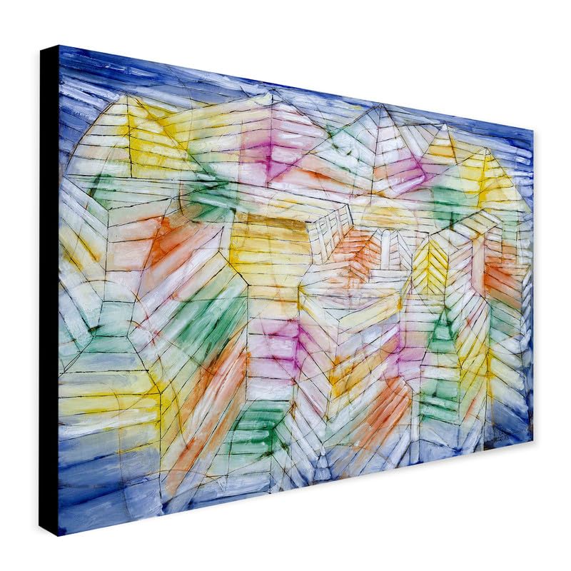 Theater Mountain Construction (1920) by Paul Klee - Wrapped Framed Canvas Wall Art (A3 [16 x 12 inch / 41 x 30 cm])