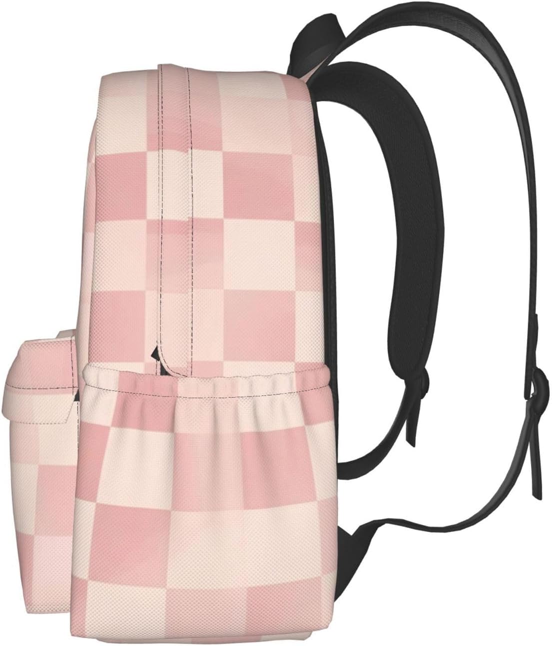 Checkered Laptop Backpack For Men Women, Pink Checker Print Lightweight Daypack Bookbag For Daily Commutes Business Travel Hiking