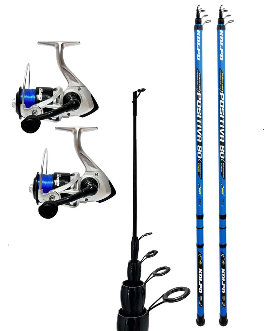 kolpo combo da pesca bolognese con 2 canne 5 mt + 2 mulinelli con filo