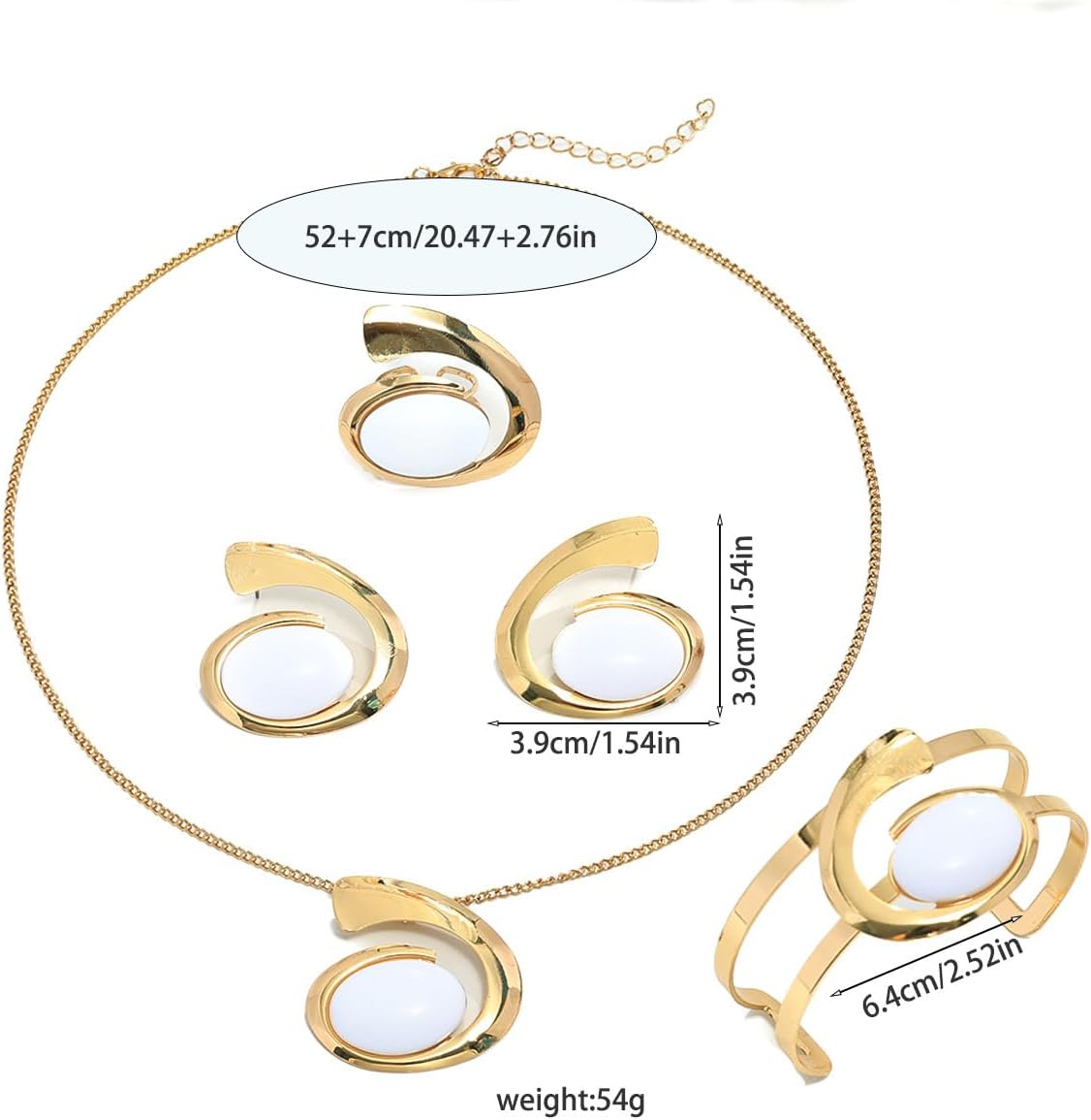 Vintage Gold Open Bracelet Ring Set Bohemian Oval Black Pendant Necklace Earrings Bracelet Ring Trendy Minimalist Gold Jewelry Set for Women - Image 6