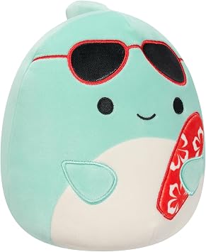 Squishmallows Original 7.5-Inch - Perry the Teal Dolphin with Sunglasses and Surfboard