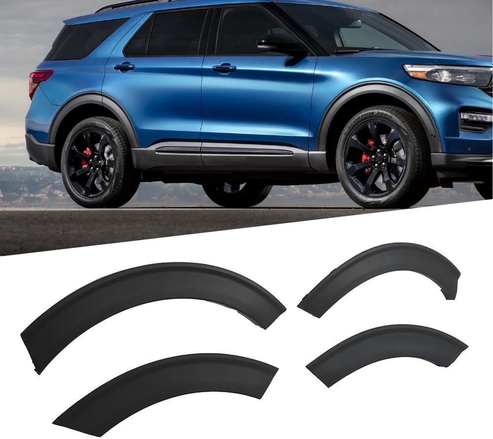 Rear Fender Flare Wheel Arc Fender Trim Compatible with Ford Explorer 2020 2021 2022 Models, Matte Black, 4Pcs Set, Driver+Passenger Side