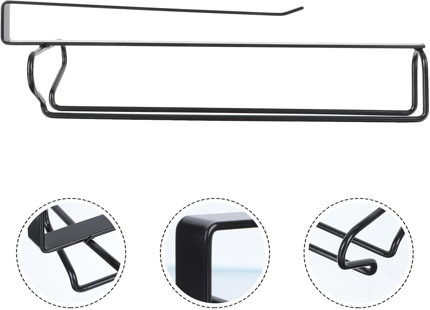 HOMSFOU Black Iron Wine Glass Hanging Rack for Cabinet Storage