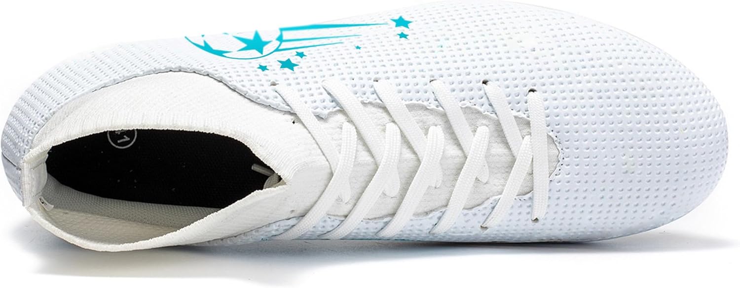 NISOCY Men's Soccer Shoes Football Cleats High-Tops Lace-Up Non-Slip Spikes AG/FG