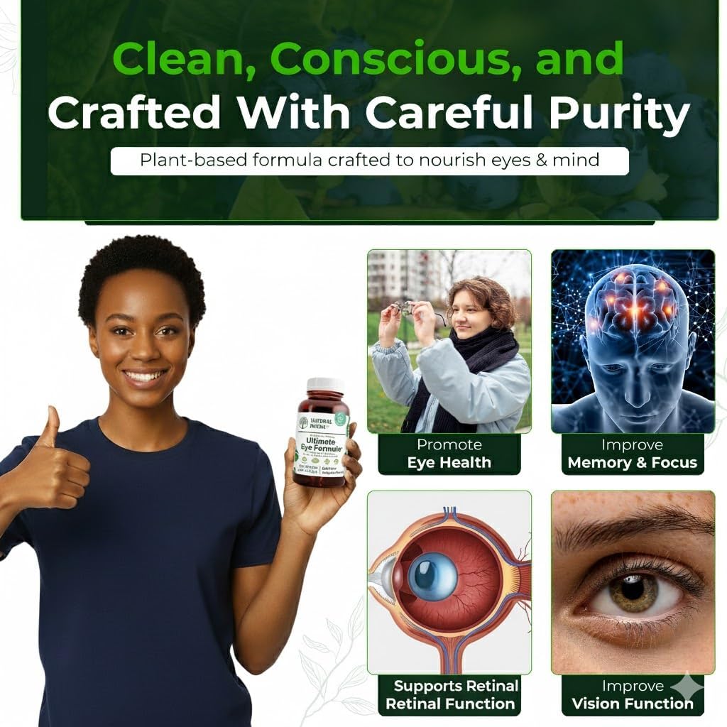 Natural Nutra Ultimate Eye Health Supplement - Bilberry & Blueberry Extract Blend for Day and Night Vision Support, Promotes Color Perception & Eye Clarity - Non-GMO, Gluten-Free, Vegan - 60 Capsules