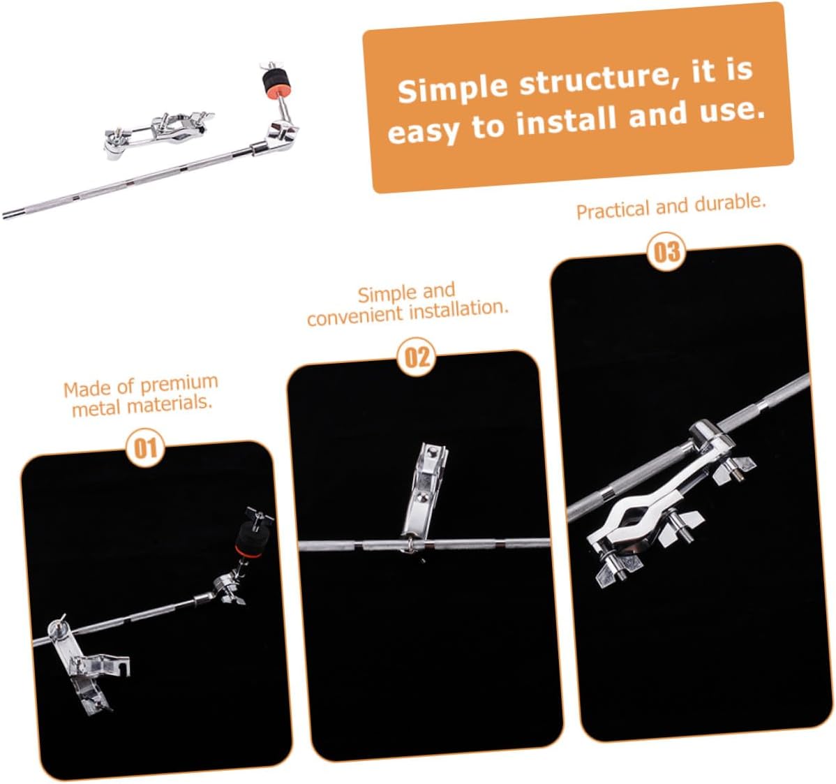Adjustable Drum Cymbal Boom Arm with Clamp Holder Drum Extension Hardware Accessory for Percussion Mounting and Performance Setups