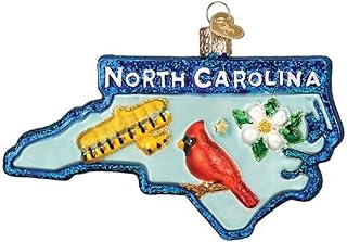 Old World Christmas State of North Carolina Glass Blown Ornament for Christmas Tree, Handcrafted Holiday Decoration, States Collection