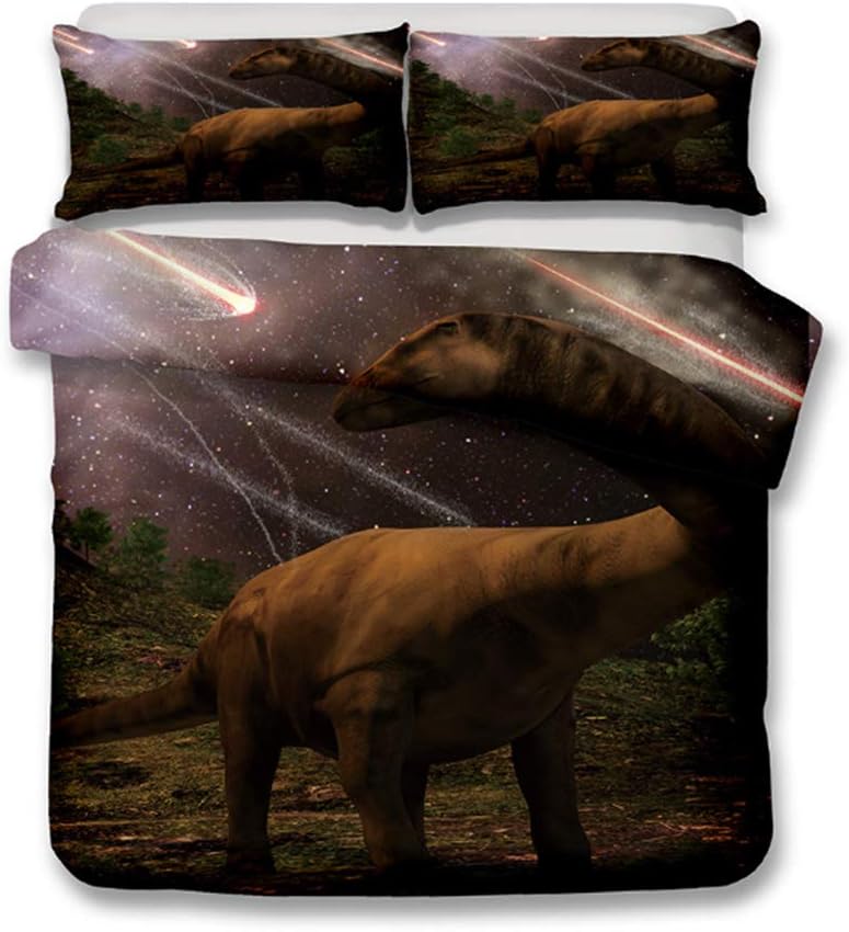 Nbibsaacy Childrens Duvet Cover Sets 3D Dinosaur Park Kids' Bedding Set Ultra Soft Hypoallergenic Microfiber Animal Quilt Cover Bedding Set, 1 Duvet Cover + 1 Pillowcases,c,135 * 200cm