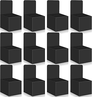 Marspark 12 Pcs Black Ballot Boxes Raffle Donation Box for Fundraising 6 x 6 x 12 Inch Cardboard Ticket Case with Slot and Header for Collecting Business Card Voting Contest