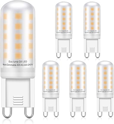 Eco.Luma G9 LED Bulbs Dimmable 6W Equivalent To 40-60W Halogen Bulb Warm White 3000K, No Flicker, Energy Saving G9 LED Bulbs, AC 220-240V, 360u00b0Beam Eco.Luma G9 LED Bulbs Dimmable 6W Equivalent To 40-60W Halogen Bulb Warm White 3000K, No Flicker, Energy Saving G9 LED Bulbs, AC 220-240V, 360u00b0Beam