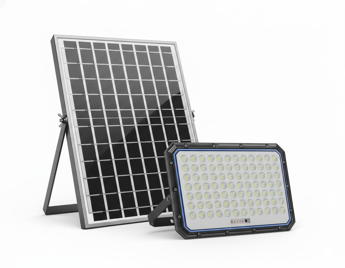 Faro LED Solare 2000W Esterno con Pannello Fotovoltaico IP65 Impermeabile Telecomando Luce Potente Giardino Cortile Strada Sensore Crepuscolare Lampada LED Alta Luminosità