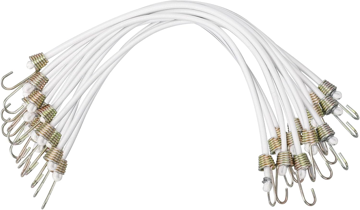 15 Pack Heavy Duty Bungee Cords with Hooks 10 Inch Mini Bungee Cords Heavy Duty Outdoor White Elastic Rope Rubber Strap for Camping Luggage Roof Racks Car Tents Tarps Bikes Rvs