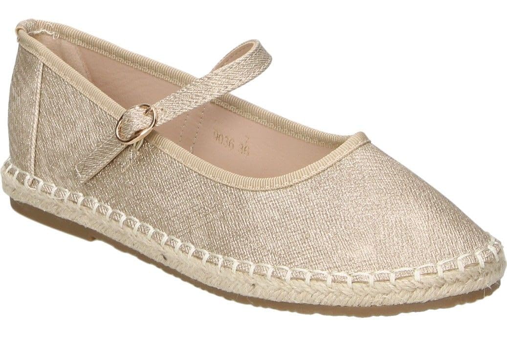 Alpargatas Niña con Brillos y Cierre de Hebilla Zapatos Elegante Fiesta 9036
