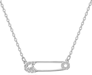 Safety Pin Necklace Paper Clip Pendant Cubic Zirconia Saftey Pin Necklace Choker For Women