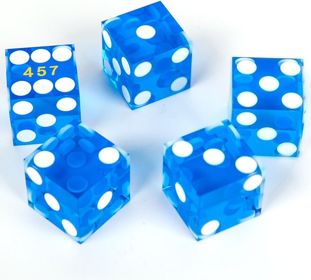 GAMELAND Grade AAA 19mm Casino Dice with Razor Edges and Matching Serial Numbers Set of 5