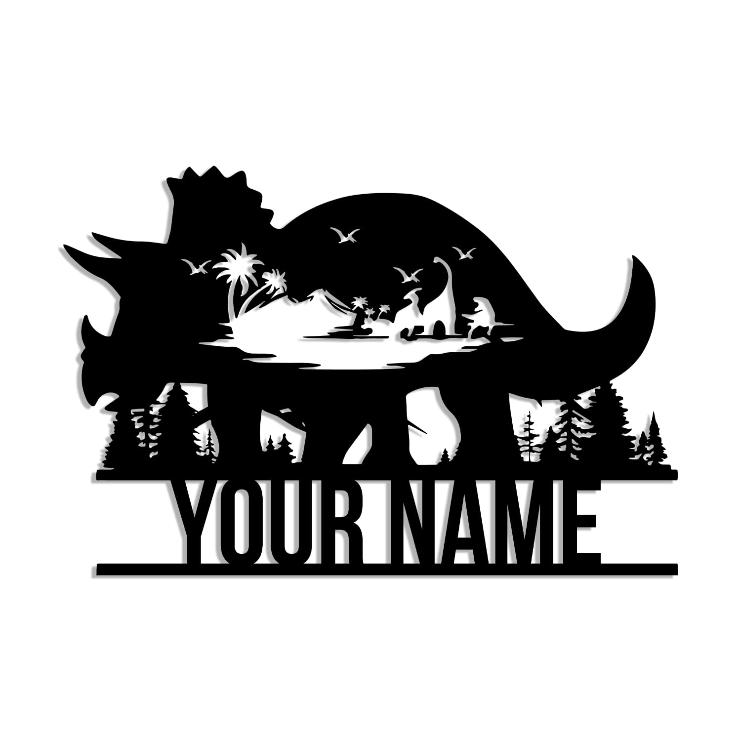 Senyer Style-3 Custom Triceratops Dinosaur Metal Wall Art,Custom Dinosaur Name Sign,Personalized Jurassic Cretaceous Dino Name Sign Home Decor Kid Nursery Decoration,Gift For Kids (Style-3)